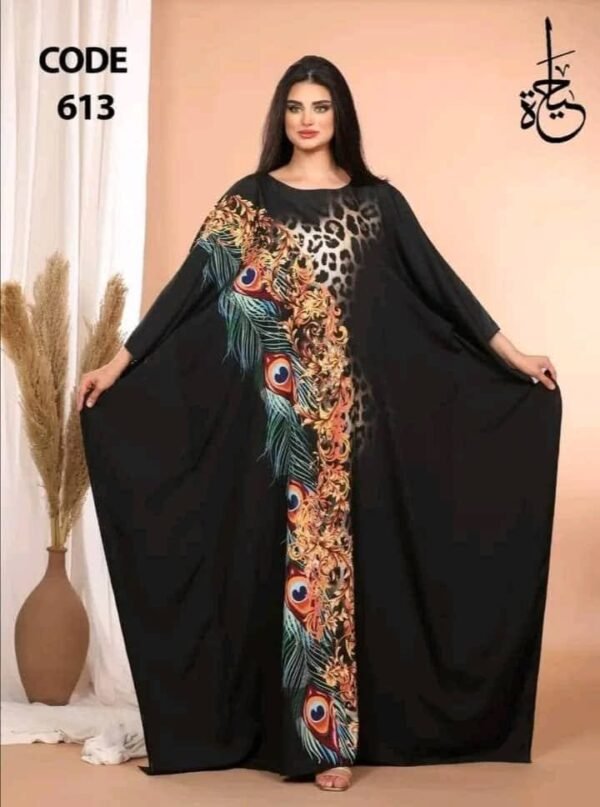 العبايه Queen كريب تركي مستورد طباعه ديجتال - 3