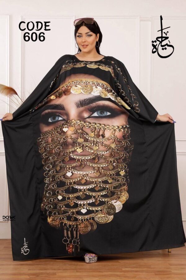 العبايه Queen كريب تركي مستورد طباعه ديجتال  كود 606